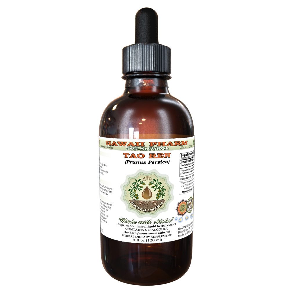 Tao Ren (Prunus Persica) Tincture. Alcohol-FREE. Hawaii Pharm.